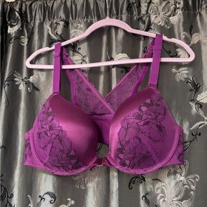 Cacique Deep Magenta Lace Bra 40c front hook